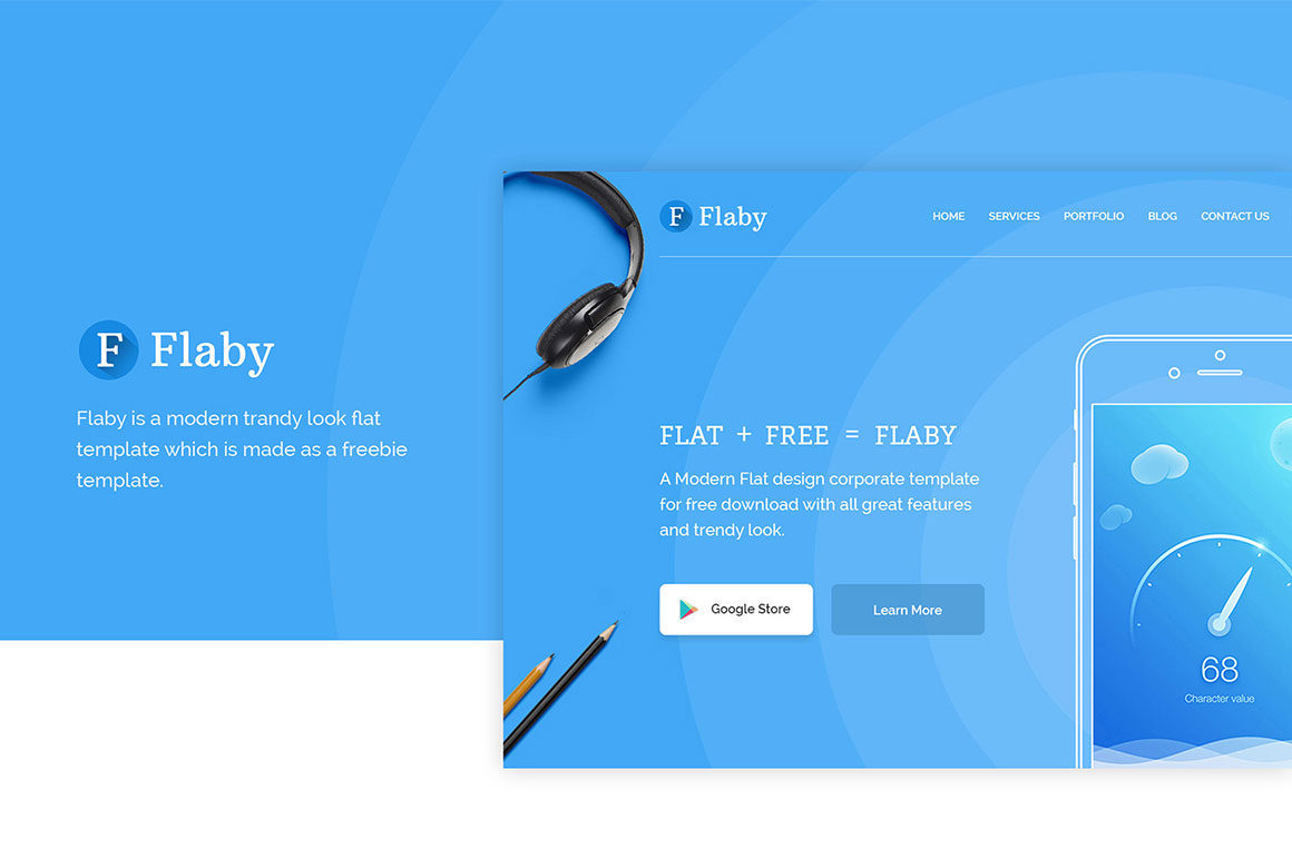 flaby-a-free-psd-flat-landing-page